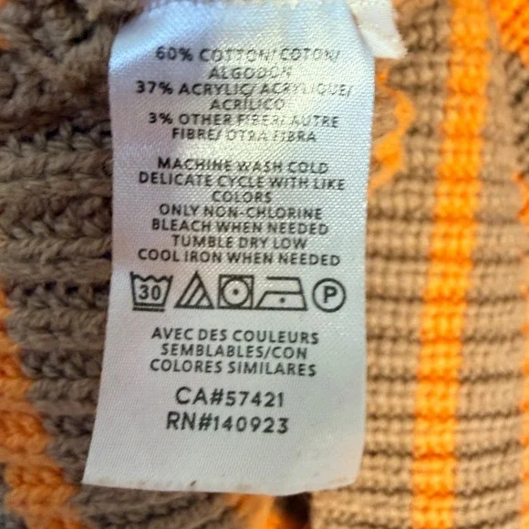 Ann Taylor Petite Brown Orange Striped Mock Neck Ribbed Knit Sweater SP - Picture 5 of 5